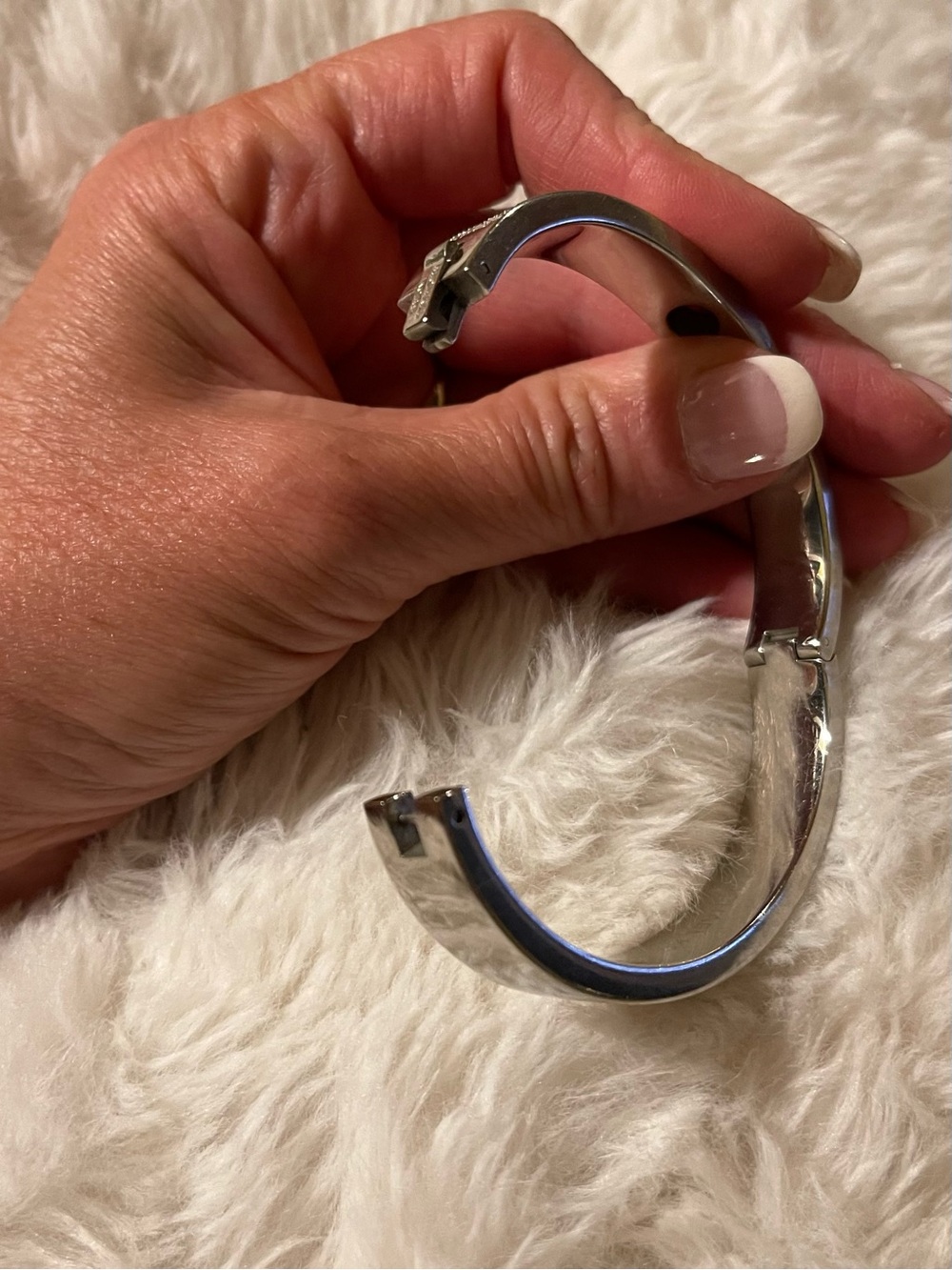 Michael Kors Silver Crystal Pavé Logo Bangle Bracelet - Picture 5 of 7